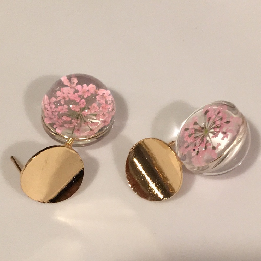 New Glass drop dried flower earrings